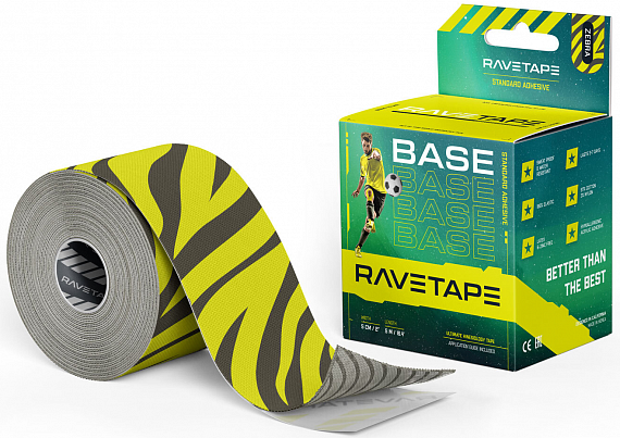 Кинезиотейп Ravetape Base 5×5 Zebra on Grey - Фото 1 большая