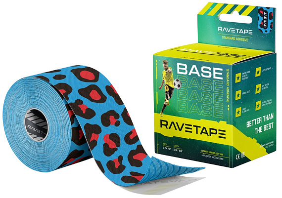 Кинезиотейп Ravetape Base 5×5 Jaguar on Lightblue - Фото 1 большая