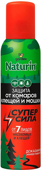 Аэрозоль от комаров и клещей Gardex Naturin Супер Сила 3 в 1 150мл - Фото 1 большая