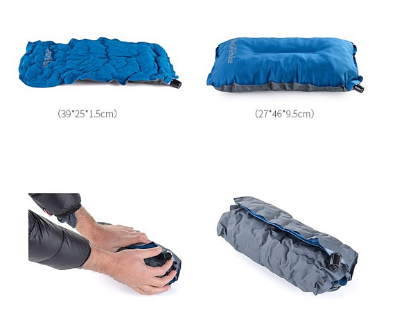 Подушка Naturehike Sponge Automatic Inflating Blue - Фото 2 большая