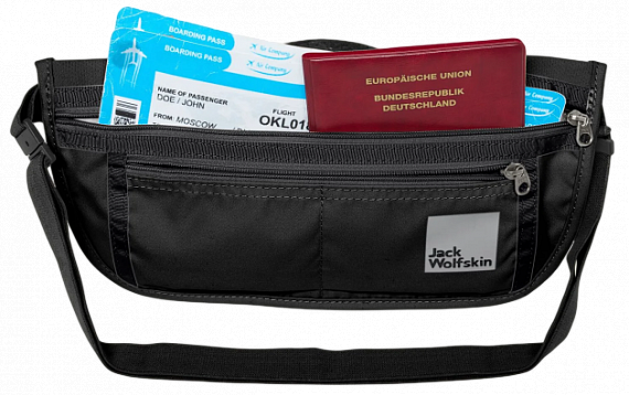 Поясная сумка Jack Wolfskin Document Belt De Luxe Black - Фото 6 большая