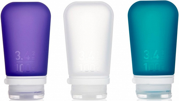 Набор силиконовых тюбиков Humangear GoToob+ L Clear/Purple/Teal - Фото 1 большая
