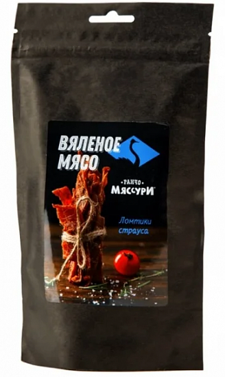 Вяленое мясо страуса Ранчо Мяссури 50 г - Фото 1 большая