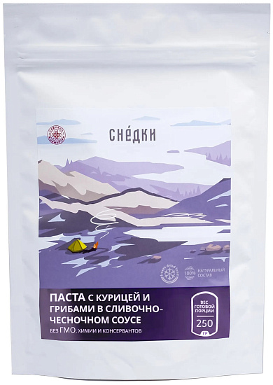 Паста Снедки с курицей и грибами в сливочно-чесночном соусе 250г - Фото 1 большая