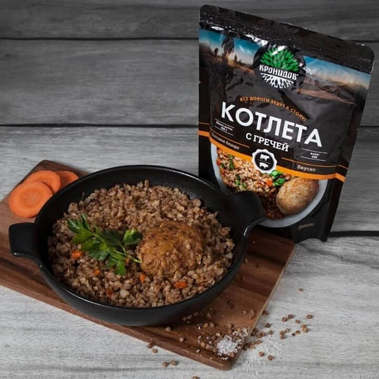 Каша гречневая с котлетой Кронидов 250г - Фото 3 большая