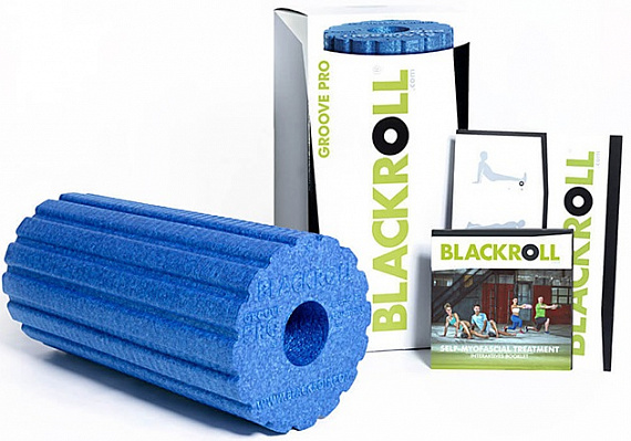 Массажный ролл жесткий Blackroll Pro 30 см Groove Синий - Фото 1 большая