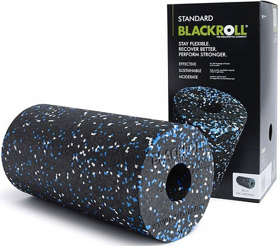 Массажный ролл стандарт Blackroll STD 30 см Черный/Голубой/Белый - Фото 5 большая