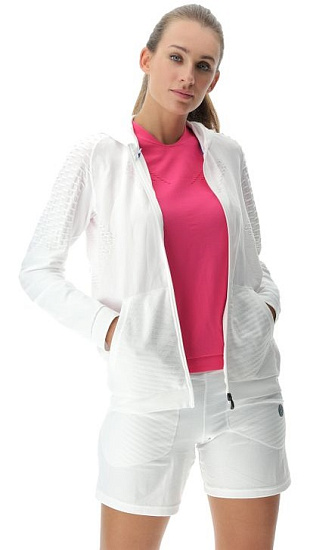 Куртка женская UYN Run Fit Ow Hooded Full Zip Lucent White - Фото 7 большая