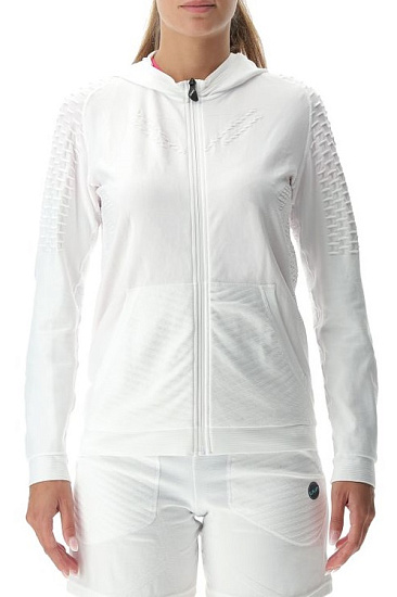 Куртка женская UYN Run Fit Ow Hooded Full Zip Lucent White - Фото 3 большая