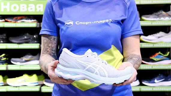 Кроссовки женские ASICS Gel-Kayano 27 Glacier Grey/White - Фото 2 большая