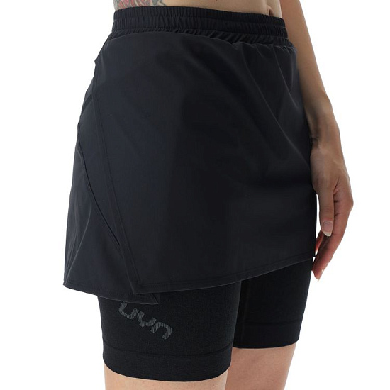 Юбка женская UYN Running Exceleration Ow Performance 2In1 Black/Cloud - Фото 5 большая
