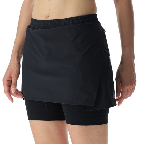 Юбка женская UYN Running Exceleration Ow Performance 2In1 Black/Cloud - Фото 3 большая